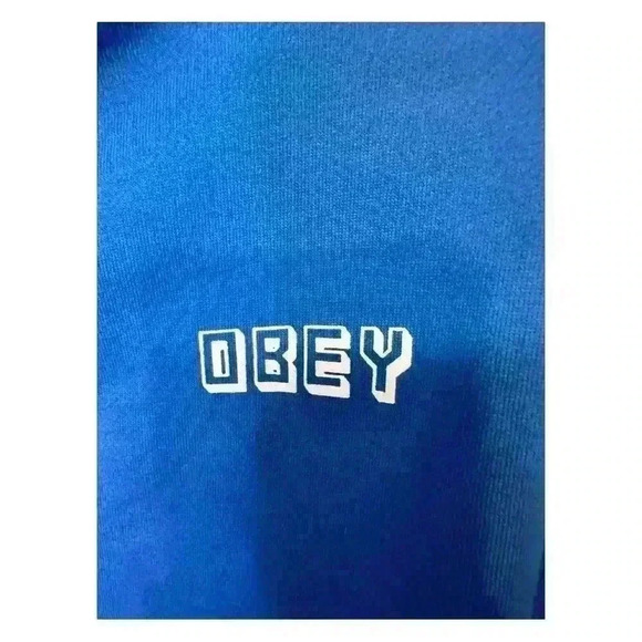 Obey Worldwide Hoodie Sweatshirt kids Large Blue Logo Skater Streetwear - Picture 3 of 4